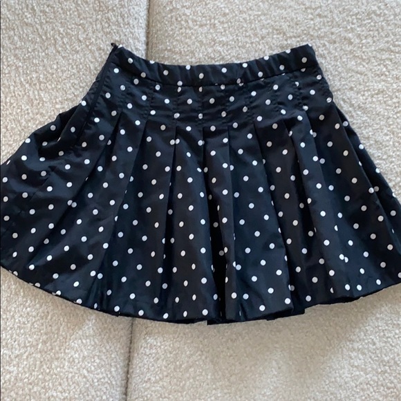 Classic A-Line polk dot black & cream mini skirt rich fabric near perfect - Picture 4 of 4